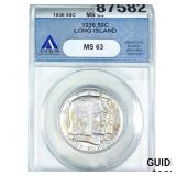 1936 Long Island Half Dollar ANACS MS63