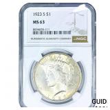 1923-S Silver Peace Dollar NGC MS63