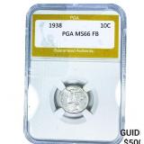 1938 Mercury Silver Dime PGA MS66 FB