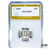 1945 Mercury Silver Dime PGA MS67