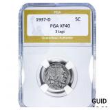 1937-D Buffalo Nickel PGA XF40 3 Legs