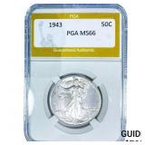 1943 Walking Liberty Half Dollar PGA MS66