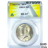 1985-D Kennedy Half Dollar ANACS MS67