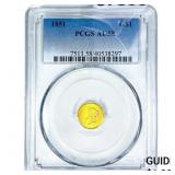 1851 Rare Gold Dollar PCGS AU58