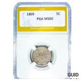 1869 Shield Nickel PGA MS60