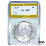 1924 Silver Peace Dollar PGA MS65