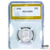 1934 Washington Silver Quarter PGA MS65