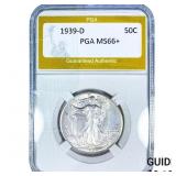 1939-D Walking Liberty Half Dollar PGA MS66+
