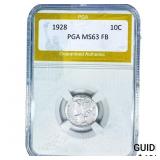 1928 Mercury Silver Dime PGA MS63 FB