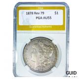 1878 Rev 79 Morgan Silver Dollar PGA AU55