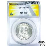 1952-S Franklin Half Dollar ANACS MS63