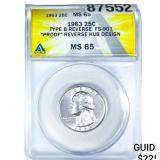 1963 Washington Silver Quarter ANACS MS65 Type B