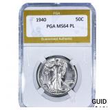 1940 Walking Liberty Half Dollar PGA MS64 PL