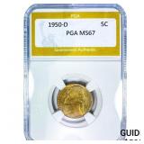 1950-D Jefferson Nickel PGA MS67