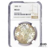 1890 Morgan Silver Dollar NGC MS63