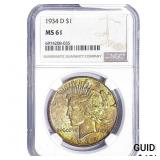 1934-D Silver Peace Dollar NGC MS61