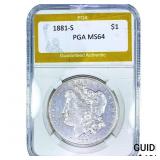 1881-S Morgan Silver Dollar PGA MS64