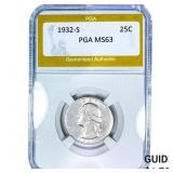 1932-S Washington Silver Quarter PGA MS63