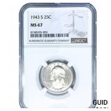 1943-S Washington Silver Quarter NGC MS67