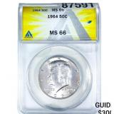 1964 Kennedy Half Dollar ANACS MS66