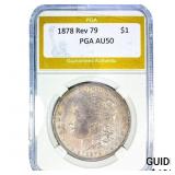 1878 Rev 79 Morgan Silver Dollar PGA AU50