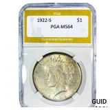 1922-S Silver Peace Dollar PGA MS64
