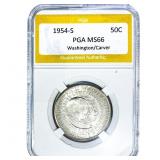 1954-S Washington Carver Half Dollar PGA MS66