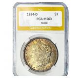 1884-O Morgan Silver Dollar PGA MS63 Toned