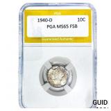 1940-D Mercury Silver Dime PGA MS65 FSB