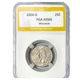 2004-D Wisconsin Quarter PGA MS66