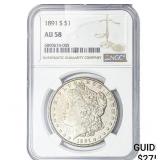 1891-S Morgan Silver Dollar NGC AU58