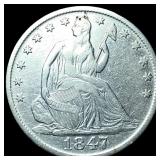1847-O Silver Seated Liberty Half Dollar  ABOUT U