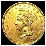 1857 Gold $1 Indian Princess Head Type 3 UNCIRCULA
