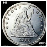 1868 Seated Liberty Quarter CHOICE AU