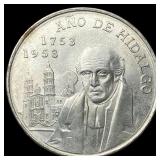 1953 Mexico Silver 5 Pesos CHOICE AU