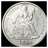 1891 Silver Dime CLOSELY UNCIRCULATED
