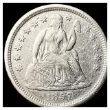 1857-O Silver Seated Liberty Dime CLOSELY UNCIRCUL