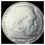 1936D Germany Silver 5 Reichsmark