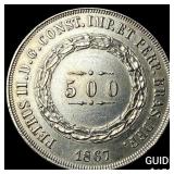 1867 Brazil SIlver 500 Reis