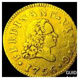 1756 Colonial Spain Gold 1/2 Escudo