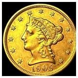 1905 Liberty Head Gold Quarter Eagle $2.50 UNCIRCU