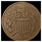 1864 Bronze Two-Cent Piece CLOSELY UNCIRCULATED