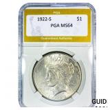 1922-S Silver Peace Dollar PGA MS64