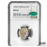 1938-D CAC Buffalo Nickel NGC MS66