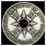 1945 New Guinea Silver 1 Shilling UNCIRCULATED