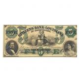 1860 $5 Citizens Bank of LA- Shreveport Banknote