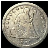 1850-O Silver Seated Liberty Quarter LIGHTLY CIRCU