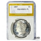 1897 Morgan Silver Dollar PGA MS63+ PL