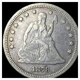 1878-CC Silver Seated Liberty Quarter NEARLY UNCIR