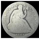 1861 Silver Seated Liberty Half Dollar NICELY CIRC